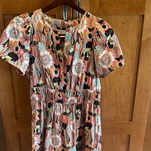 Anthropologie Maeve Somerset Maxi Dress — Size L -Pink Floral Boho Empire Waist